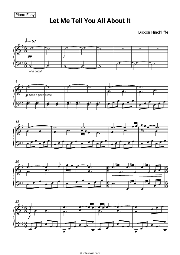 Let Me Tell You All About It - Dickon Hinchliffe Piano Sheet Music Easy - Piano.Easy