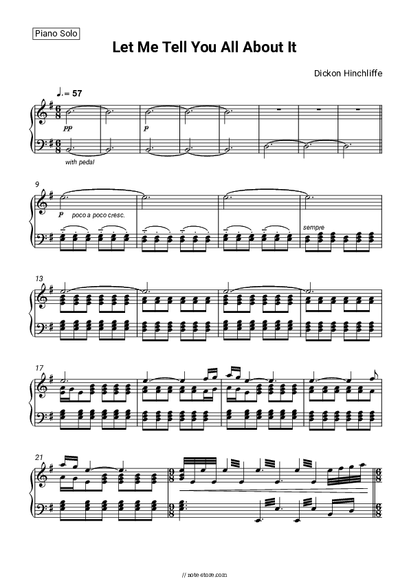 Let Me Tell You All About It - Dickon Hinchliffe Piano Sheet Music - Piano.Solo