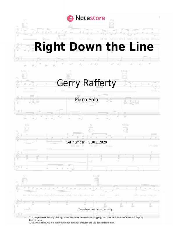 Right Down the Line - Gerry Rafferty Piano Sheet Music - Piano.Solo