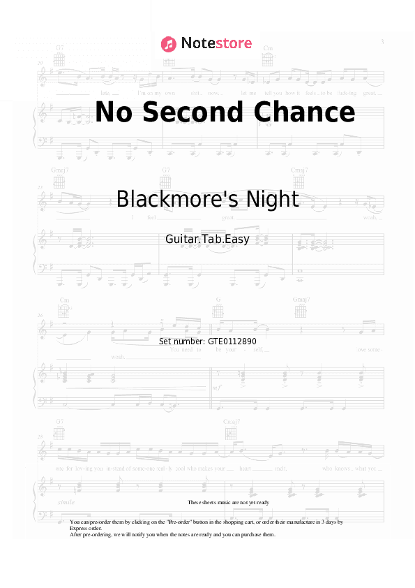 No Second Chance - Blackmore's Night Tabs Easy - Guitar.Tab.Easy