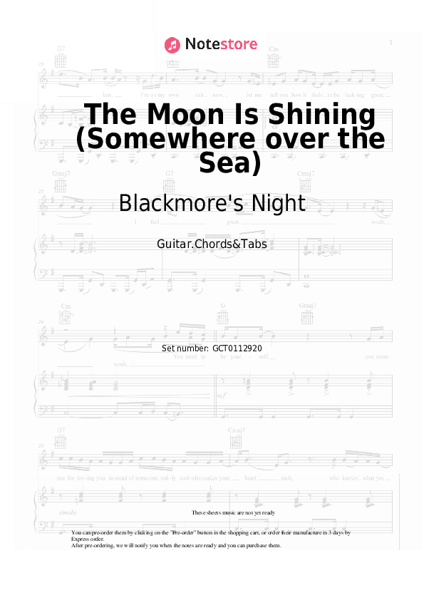 The Moon Is Shining (Somewhere over the Sea) - Blackmore's Night Chords and Tabs - Guitar.Chords&Tabs