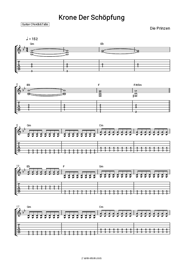 Krone Der Schöpfung - Die Prinzen Chords and Tabs - Guitar.Chords&Tabs