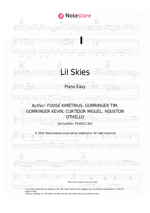 I - Lil Skies Piano Sheet Music Easy - Piano.Easy