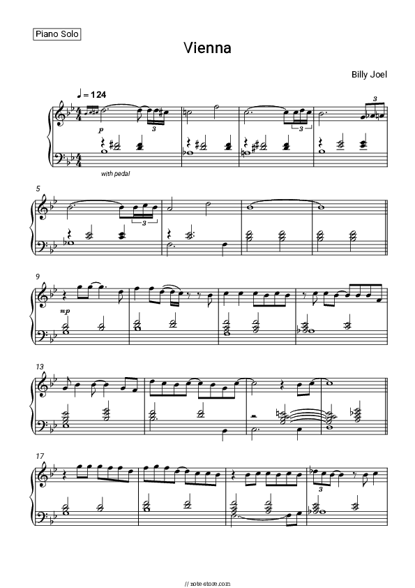 Vienna - Billy Joel Piano Sheet Music - Piano.Solo