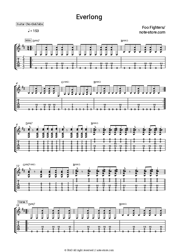 Everlong - Foo Fighters Chords and Tabs - Guitar.Chords&Tabs
