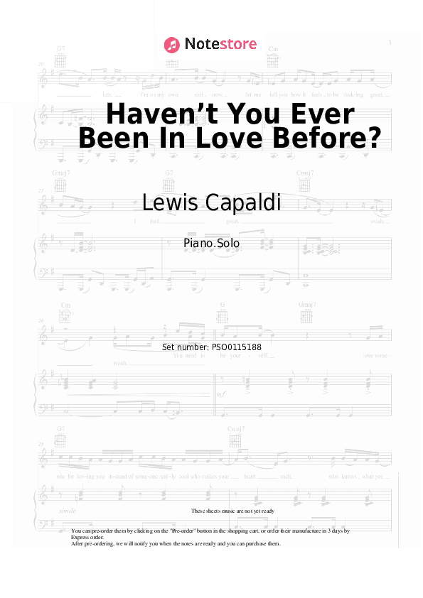 Haven’t You Ever Been In Love Before? - Lewis Capaldi Piano Sheet Music - Piano.Solo