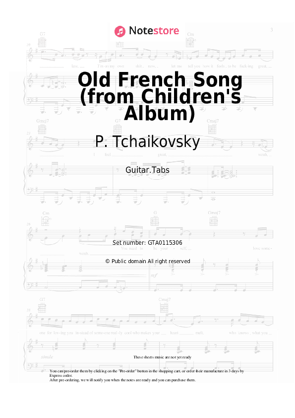 Old French Song (from Children's Album) - P. Tchaikovsky Tabs - Guitar.Tabs