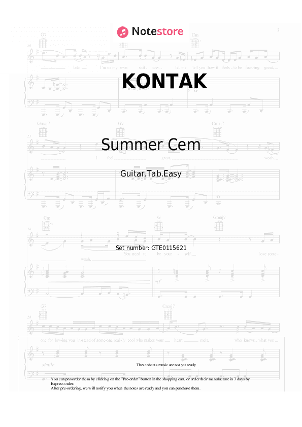 KONTAK - Summer Cem, Ezhel Tabs Easy - Guitar.Tab.Easy