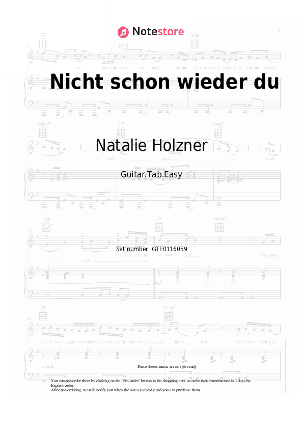 Nicht schon wieder du - Natalie Holzner Tabs Easy - Guitar.Tab.Easy