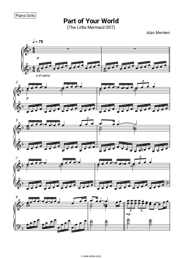 Part of Your World (The Little Mermaid OST) - Alan Menken Piano Sheet Music - Piano.Solo