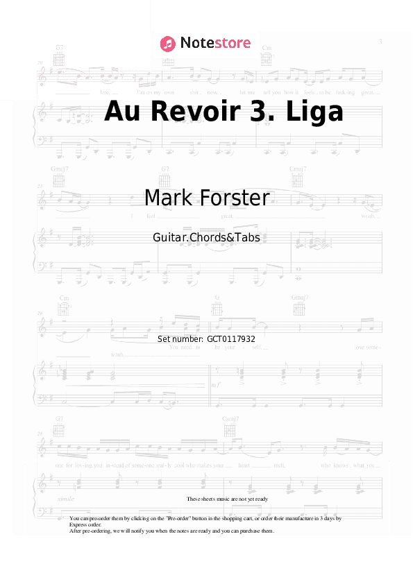 Au Revoir 3. Liga - Mark Forster Chords and Tabs - Guitar.Chords&Tabs