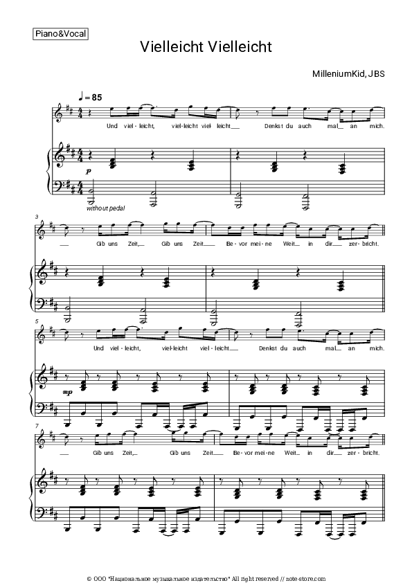 Vielleicht Vielleicht - AnnenMayKantereit Piano Sheet Music with the Voice part - Piano&Vocal