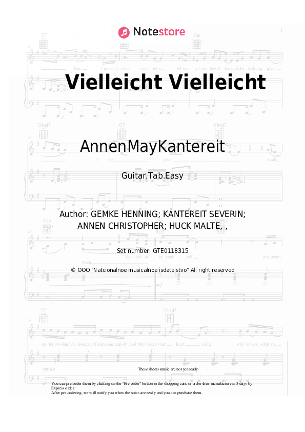 Vielleicht Vielleicht - AnnenMayKantereit Tabs Easy - Guitar.Tab.Easy