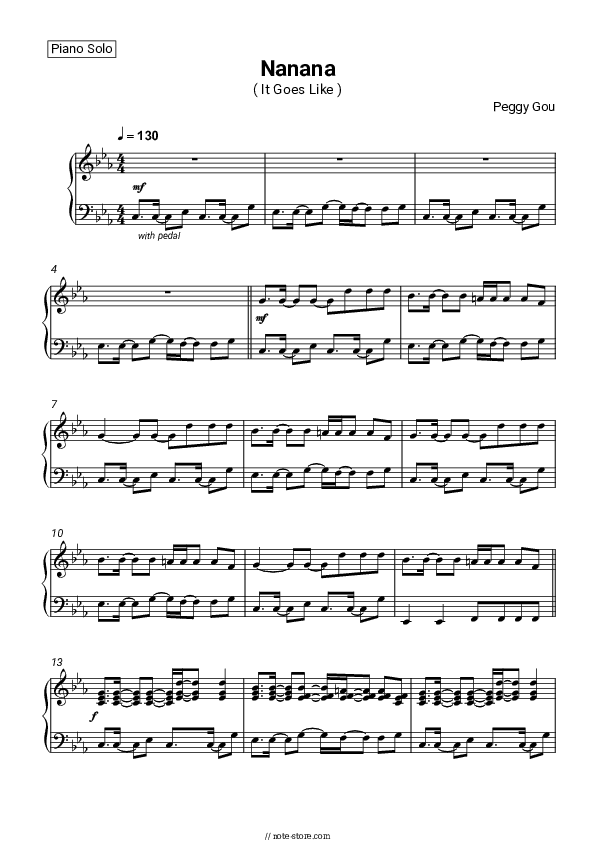 (It Goes Like) Nanana - Peggy Gou Piano Sheet Music - Piano.Solo