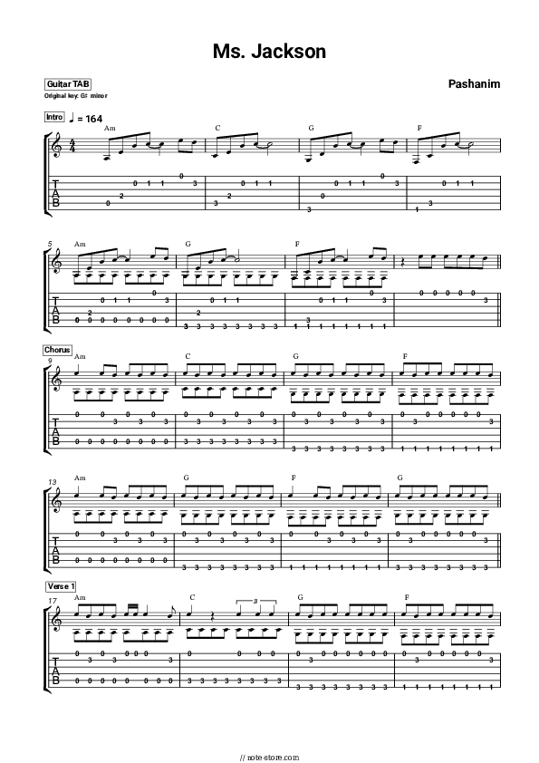 Ms. Jackson - Pashanim Tabs - Guitar.Tabs