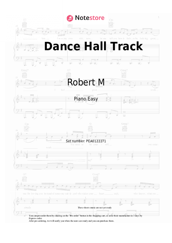 Dance Hall Track - Robert M, Nicco Piano Sheet Music Easy - Piano.Easy