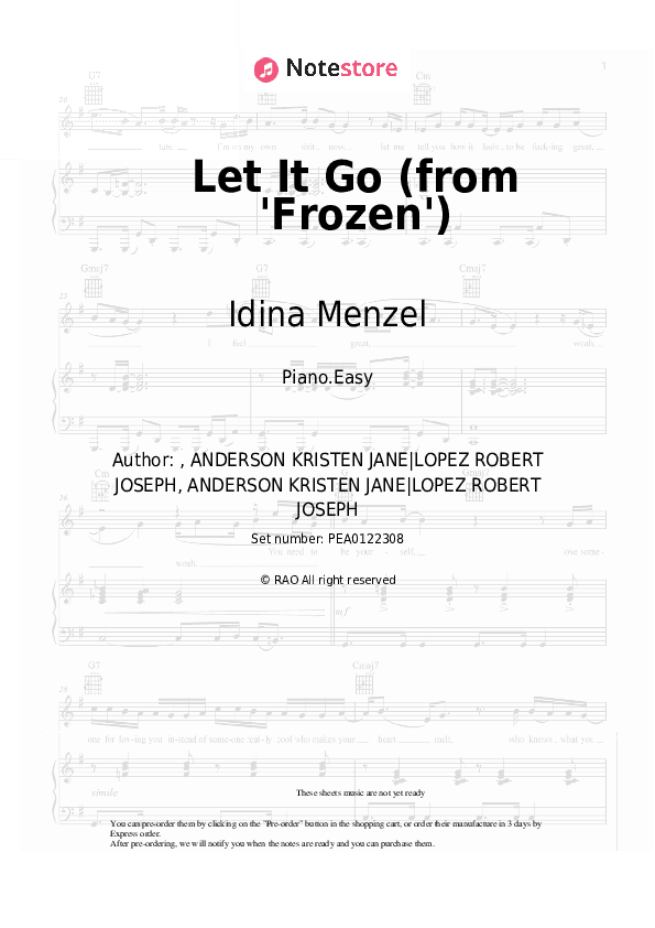 Let It Go (from 'Frozen') - Idina Menzel Piano Sheet Music Easy - Piano.Easy