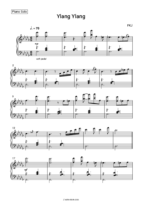 Ylang Ylang - FKJ Piano Sheet Music - Piano.Solo