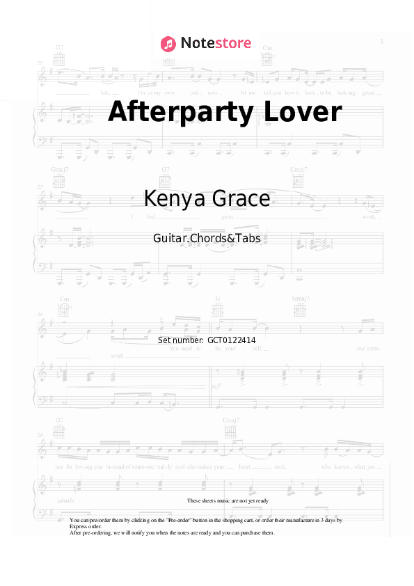 Afterparty Lover - Kenya Grace Chords and Tabs - Guitar.Chords&Tabs