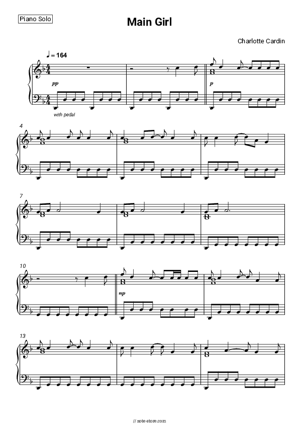 Main Girl - Charlotte Cardin Piano Sheet Music - Piano.Solo