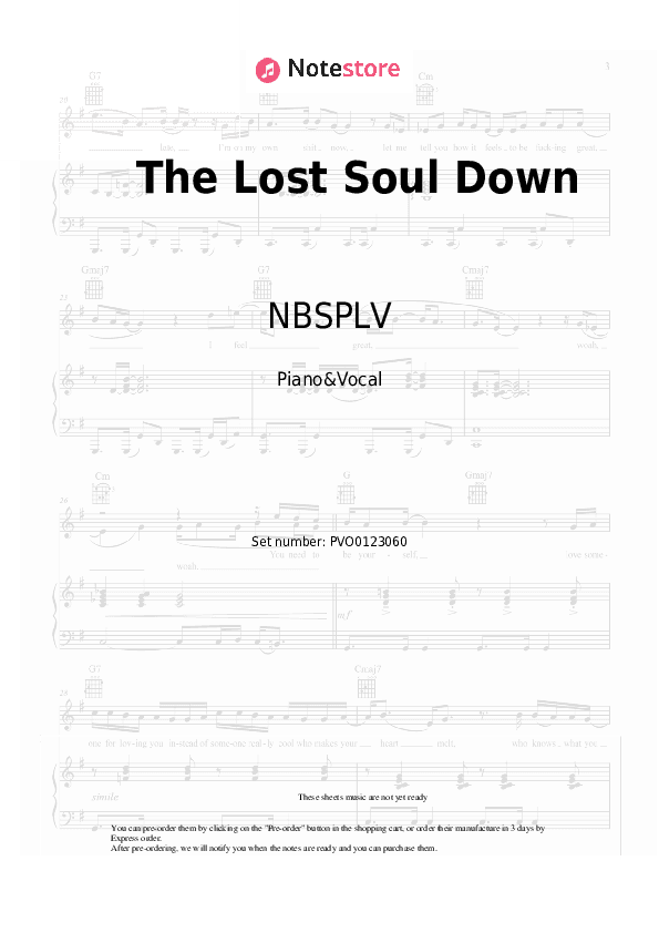 The Lost Soul Down - NBSPLV Piano Sheet Music with the Voice part - Piano&Vocal