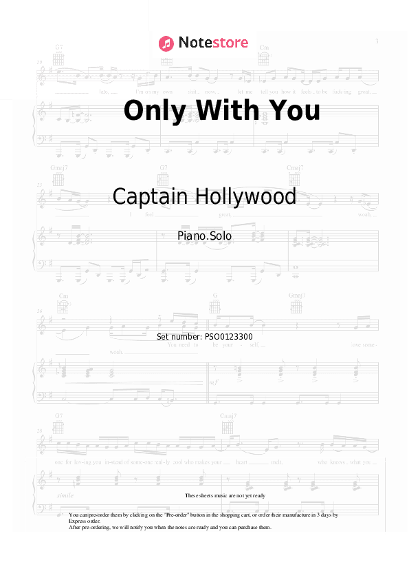 Only With You - Captain Hollywood Piano Sheet Music - Piano.Solo