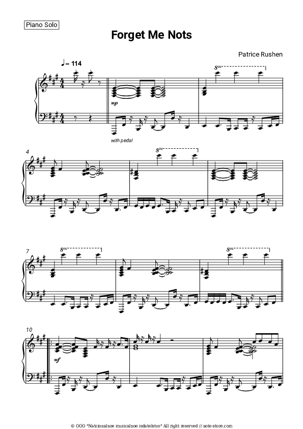 Forget Me Nots - Patrice Rushen Piano Sheet Music - Piano.Solo