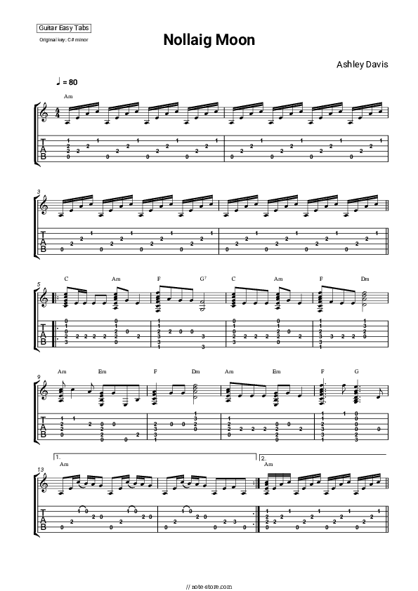 Nollaig Moon - Ashley Davis Tabs Easy - Guitar.Tab.Easy