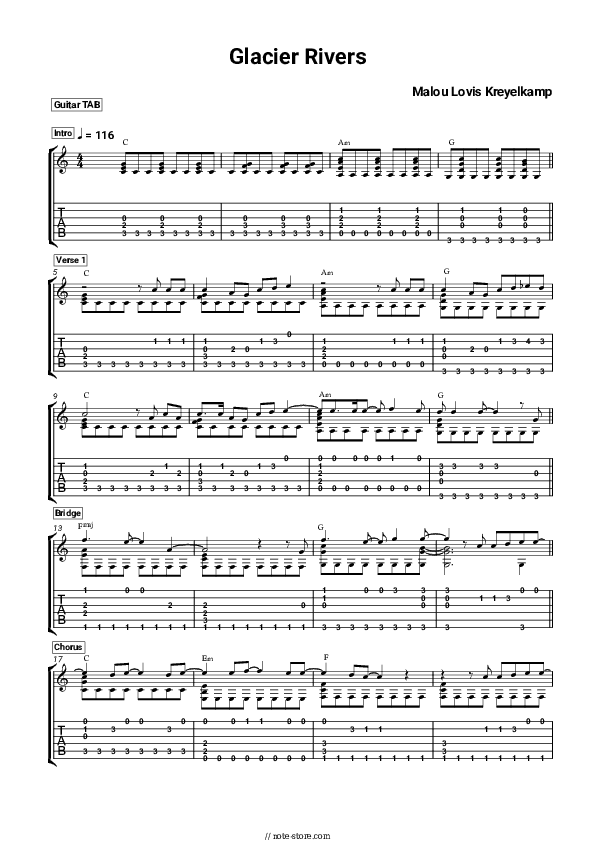 Glacier Rivers - Malou Lovis Kreyelkamp Tabs - Guitar.Tabs