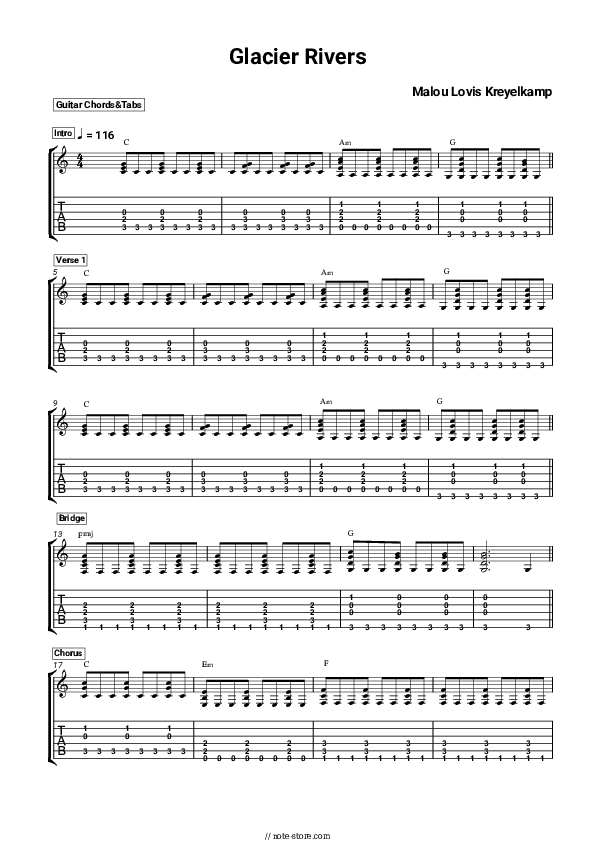 Glacier Rivers - Malou Lovis Kreyelkamp Chords and Tabs - Guitar.Chords&Tabs