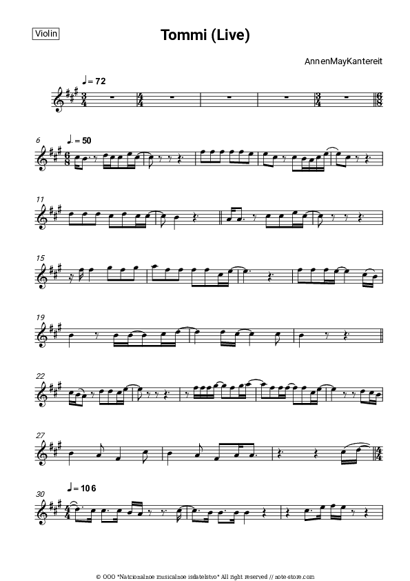 Tommi - AnnenMayKantereit Violin Sheet Music - Violin