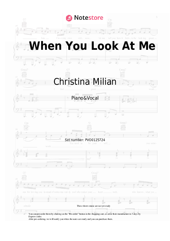 When You Look At Me - Christina Milian Piano Sheet Music with the Voice part - Piano&Vocal