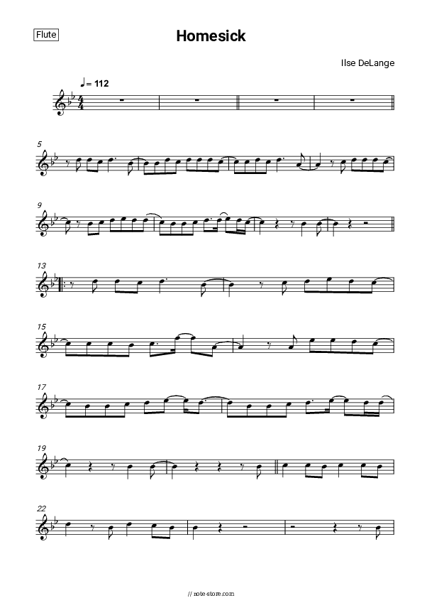 Homesick - Ilse DeLange Flute Sheet Music - Flute