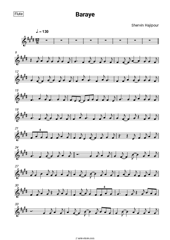 Baraye - Shervin Hajipour Flute Sheet Music - Flute