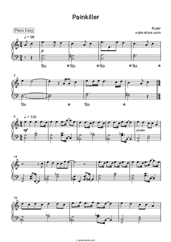 Painkiller - Ruel Piano Sheet Music Easy - Piano.Easy