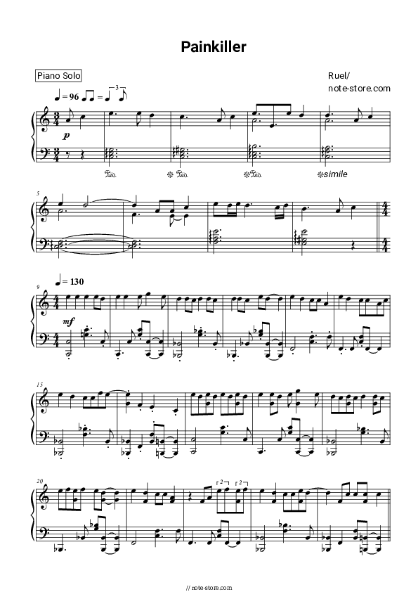 Painkiller - Ruel Piano Sheet Music - Piano.Solo