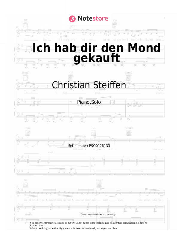 Ich hab dir den Mond gekauft - Christian Steiffen Piano Sheet Music - Piano.Solo