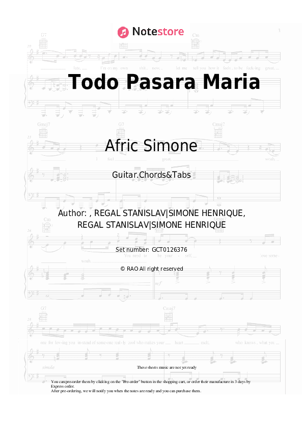 Todo Pasara Maria - Afric Simone Chords and Tabs - Guitar.Chords&Tabs