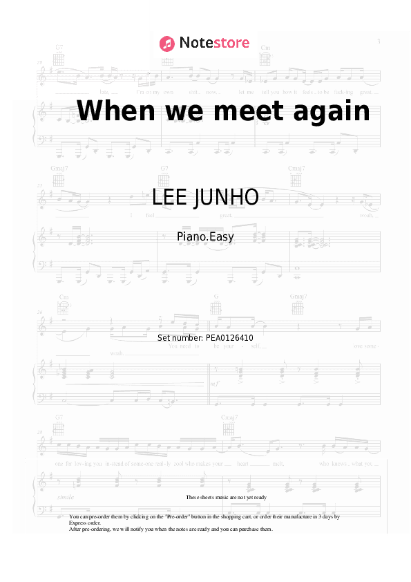 When we meet again - LEE JUNHO Piano Sheet Music Easy - Piano.Easy