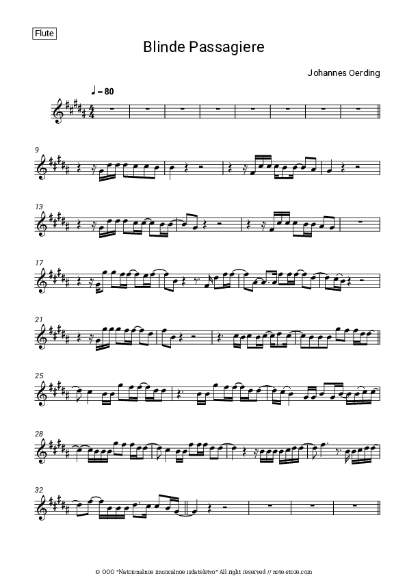 Blinde Passagiere - Johannes Oerding Flute Sheet Music - Flute