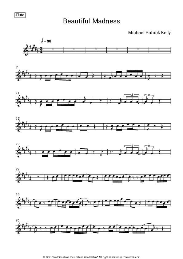 Beautiful Madness - Michael Patrick Kelly Flute Sheet Music - Flute