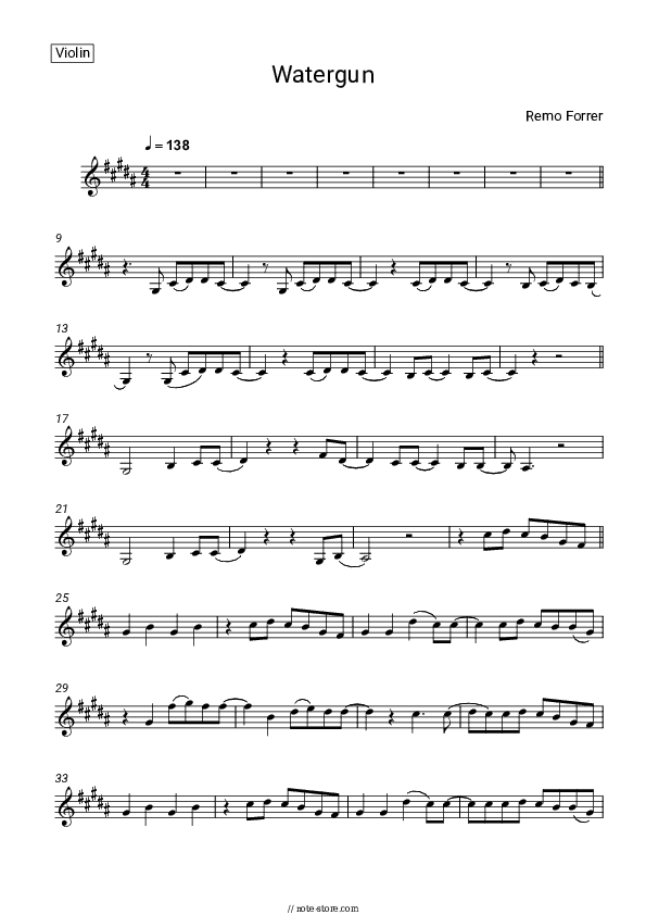 Watergun - Remo Forrer Violin Sheet Music - Violin