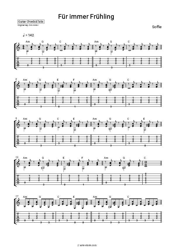 Für immer Frühling - Soffie Chords and Tabs - Guitar.Chords&Tabs