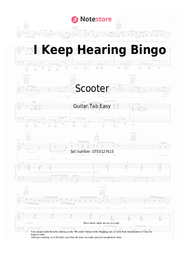 I Keep Hearing Bingo - Scooter Tabs Easy - Guitar.Tab.Easy