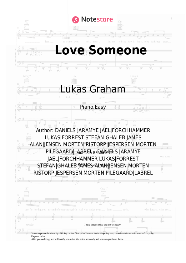 Love Someone - Lukas Graham Piano Sheet Music Easy - Piano.Easy