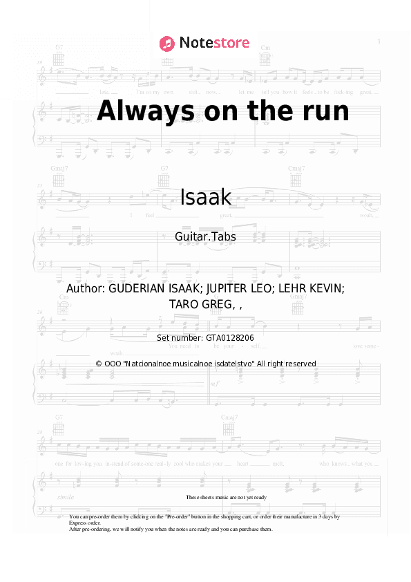 Always on the run - Isaak Tabs - Guitar.Tabs