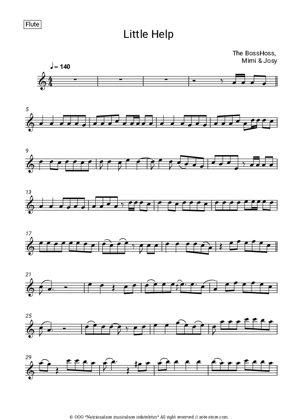 Little Help - The BossHoss, Mimi & Josy Flute Sheet Music - Flute