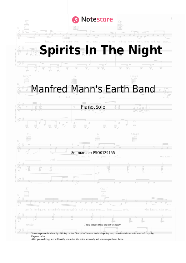 Spirits In The Night - Manfred Mann's Earth Band Piano Sheet Music - Piano.Solo