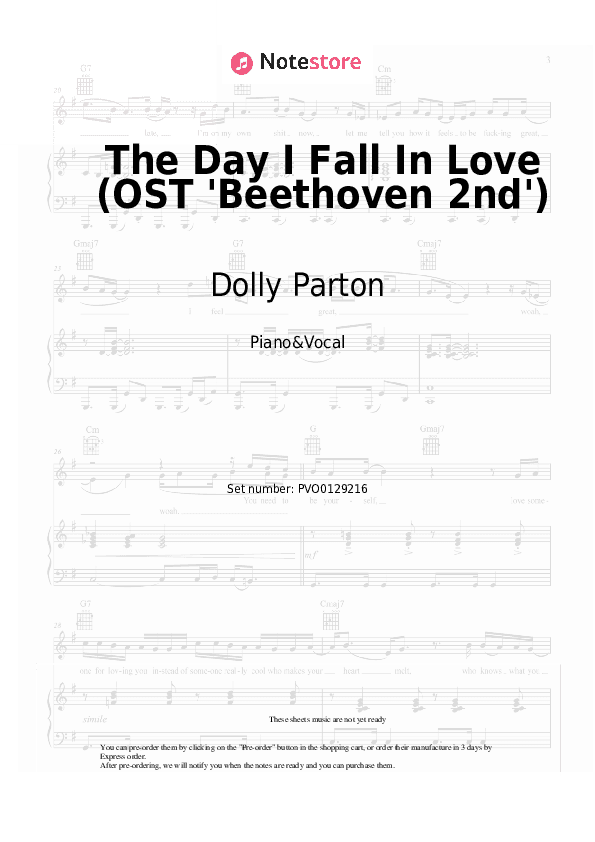 The Day I Fall In Love (OST 'Beethoven 2nd') - Dolly Parton, James Ingram Piano Sheet Music with the Voice part - Piano&Vocal