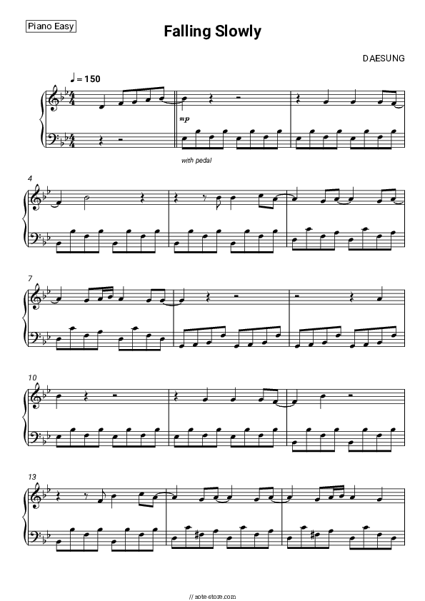 Falling Slowly - DAESUNG Piano Sheet Music Easy - Piano.Easy